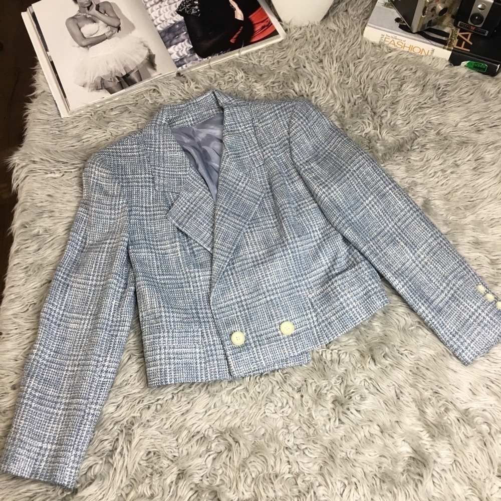 90s Tweed Cropped Blazer | Quiet Luxury Boxy Petite · Kirkland Hall